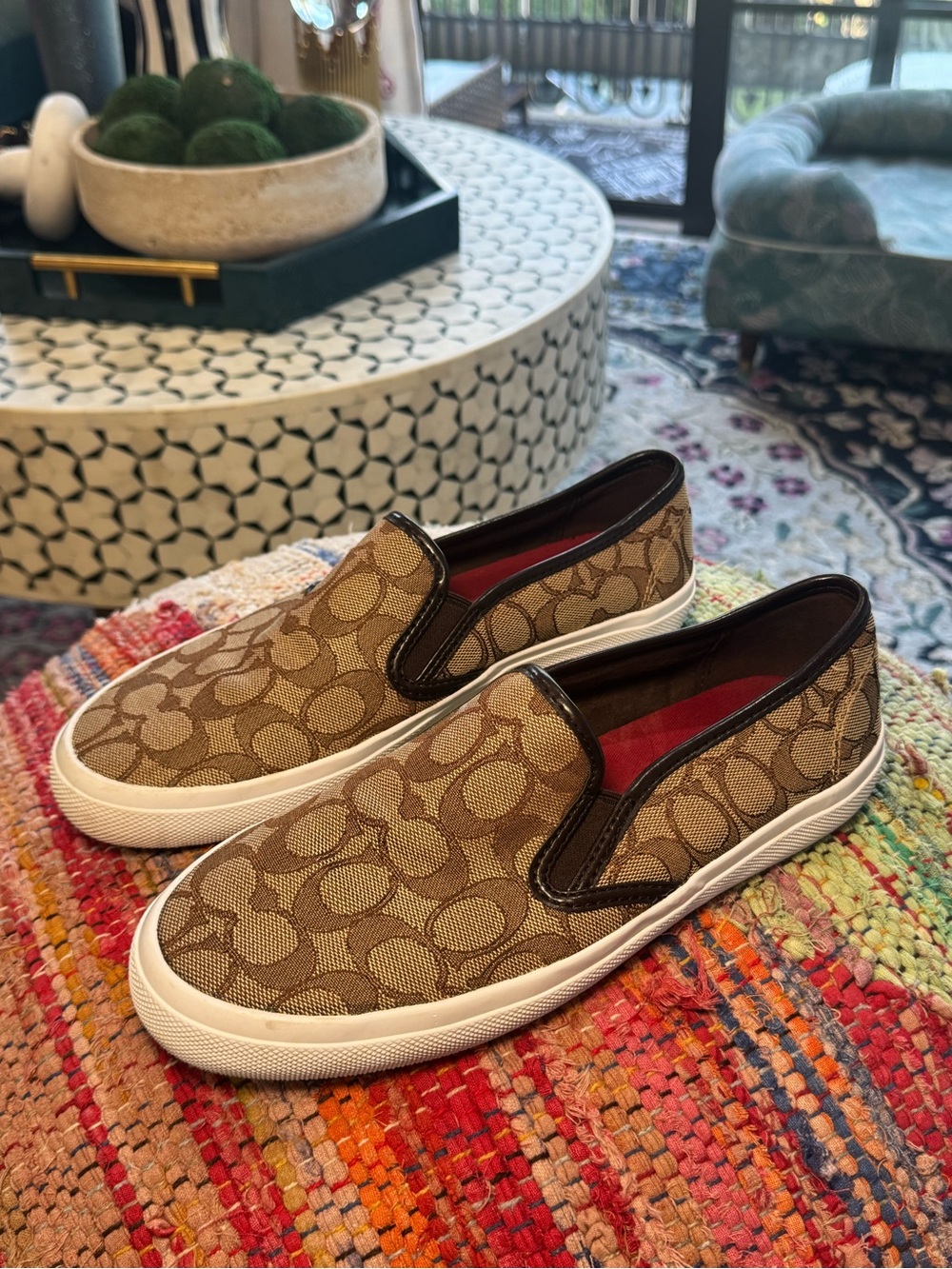 Coach Chrissy Slip-on Sneakers in khaki and brown signature logo - Picture 4 of 9